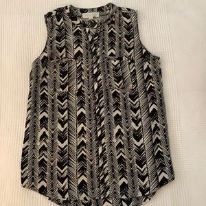 Black and white tribal button up blouse